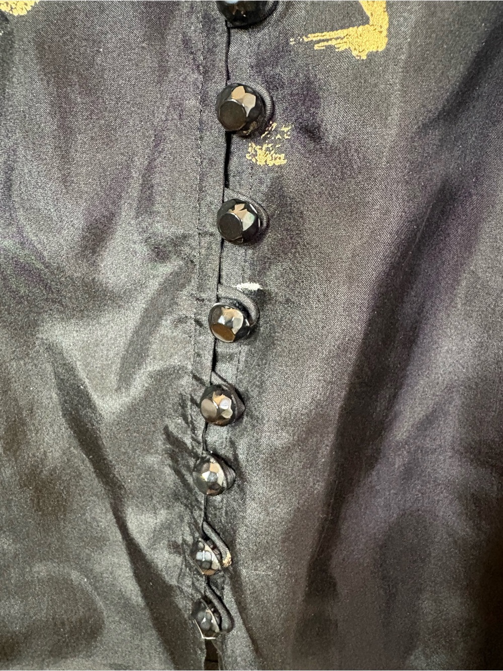 NWT Lauren Ralph Lauren 2 Piece 100% silk ruffle gold splash blouse skirt 4/6 S - Picture 10 of 16